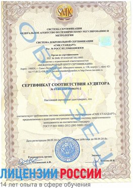 Образец сертификата соответствия аудитора №ST.RU.EXP.00006191-2 Раменское Сертификат ISO 50001